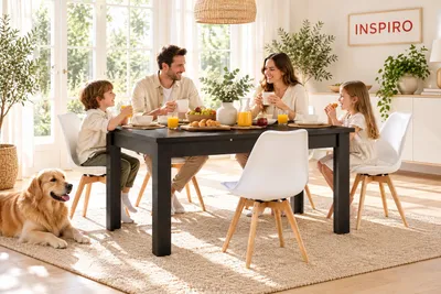 Zestaw INSPIRO: stół z krzesłami – miejsce na wspólne rodzinne posiłki