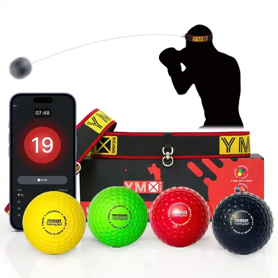Produktbild von Reaktionsball Boxball Reflextraining - Set mit 4 Bällen - Verstellbares Kopfband - Für Kinder ab 8 Jahren und Erwachsene