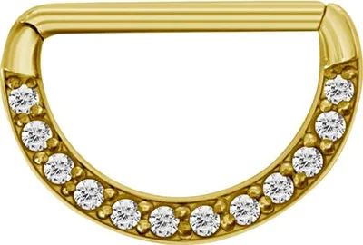 Produktbild von Karisma Gold Brust Nipple Clicker Piercing Motiv Edelstahl 316L Zirkonia Weiss 1,6x12mm