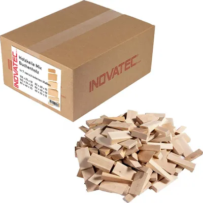 Produktbild von 140 x INOVATEC Holz Keile in verschiedenen Abmessungen im Karton