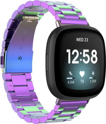 Produktbild von Strap-it Fitbit Sense Gliederarmband (Regenbogen)
