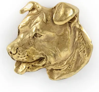 Zdjęcie produktu dla Amerykański Staffordshire terrier, Amstaff, Amstaf - pozłacana broszka typu pin, elegancka ozdoba z psem, wyjątkowy pins marki Art-Dog