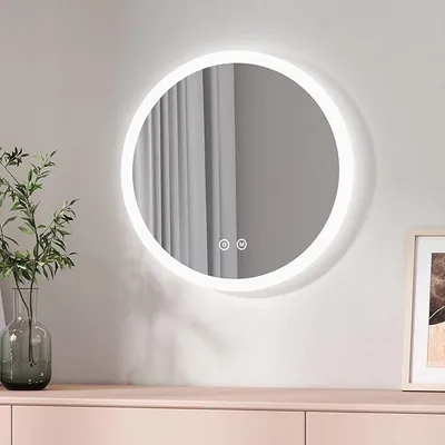 Obrázek produktu pro Zrcadlo do koupelny, LED, kulaté, průměr 50 cm, s dotykovým spínačem + 3 režimy osvětlení: teplá bílá / studená bílá / neutrální