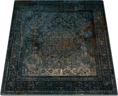 Produktbild von Wollteppich OMEGA MAMLUK Quadrat - Rosette vintage Dunkelblau Blau 200x200 cm