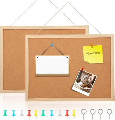 Produktbild von Korkwand 30x40 cm, 2 Stück, Naturkork mit Holzrahmen für Büro