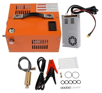 Image de Compresseur d'air portable PCP – 4500 PSI (30 MPa, 300 bar) – Moteur 250W – 12V DC et 110/220V AC – Raccord rapide de 8 mm – Protection contre la surchauffe