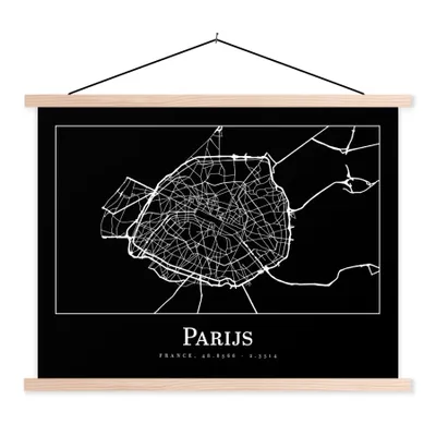 Produktbild von MuchoWow® Textilposter Paris - Karte - Stadtplan 60x45 cm mit holzfarbenen Rahmen - Bild