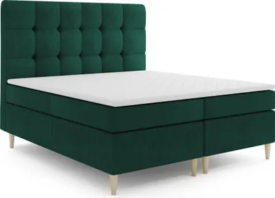 Produktbild von MR GROUP Boxspringbett mit Bettkasten, OSLO, 120x200, grün, H3, Samtstoff, Polsterbett mit Matratze und Topper Doppelbett Bett für Schlafzimmer