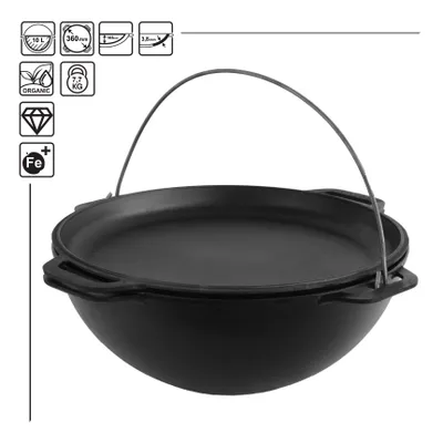 Obrázek produktu pro Brizoll wok ASIA Kasan litinový 10 litrů s víkem