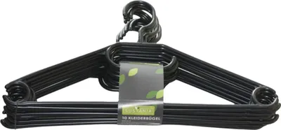 Produktbild von 10er Kunststoff Kleiderbügel Schwarz Weiß Wäschebügel Bügel Drehbar Schwarz