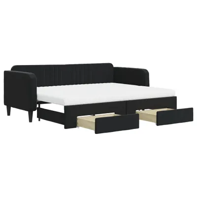 Obrázek produktu pro vidaXL Rozkládací postel se zásuvkami černá 80x200 cm Velvet