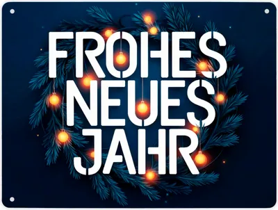 Produktbild von Frohes neues Jahr Metallschild XL in 21x28 cm - Neujahrsgruß