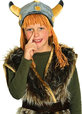 Produktbild von K40121149 silber Kinder Wickinger Mütze mit Haar Gallier