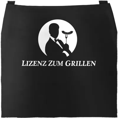 Produktbild von Grill-Schürze für Männer mit Spruch Lizenz zum Grillen lustig Agent Parodie Baumwoll-Schürze Moonworks® schwarz unisize