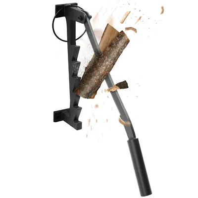Produktbild von Tragbarer Holzspalter manuell, Kohlenstoffstahl, Wandmontage, 2 abnehmbare Griffe, perfekt für Anzündholz, Outdoor, Camping & Garten