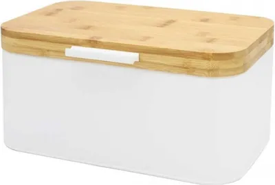 Produktbild von Brotkasten Aus Stahl Mit Holzdeckel 4260 Weiss