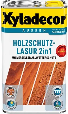 Produktbild von Xyladecor Holzschutzlasur 2in1 Teak 5 l lösmittelbasiert Außen Holzschutzmittel