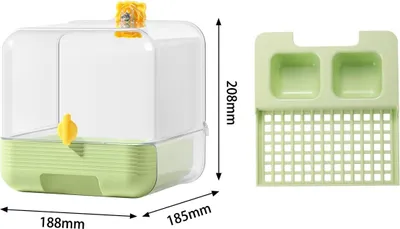 Produktbild von INF Multifunktionale Vogelbadewanne mit Futterspender für Papageien Grün