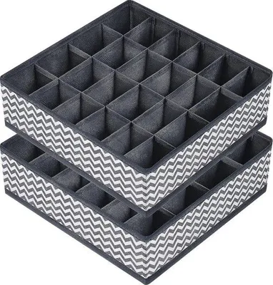 Immagine prodotto di Set da 2 contenitori per biancheria e accessori, 24 scomparti, sistema pieghevole