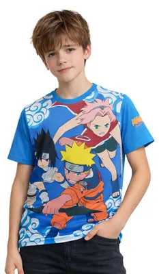 Produktbild von Naruto T-Shirt für Jungen - Naruto Susake Sakura Oberteil Kinder Shirt kurzärmlig Blau 146-152