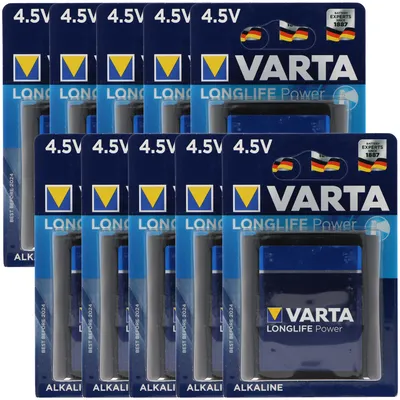 Produktbild von Varta Longlife Power ehem. High Energy 4912 Flachbatterie 4,5V, MN1203, 3LR12, 3LR12P 10er Box