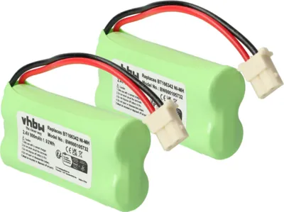 Produktbild von vhbw 2x Akku kompatibel mit AT&T EL52250, EL5220, EL52100, EL52210, EL52200, EL51250, EL51200 schnurlos Festnetz Telefon (800 mAh, 2,4 V, NiMH)
