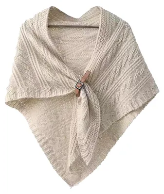 Productafbeelding van Stijlvolle gehaakte poncho voor dames, met lederen rand