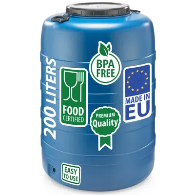 Produktbild von Weithalsfass Fasssilage Gepäcktonne Gärfass Gärbehälter Futtertonne 200 Liter mit Deckel Griffen blau