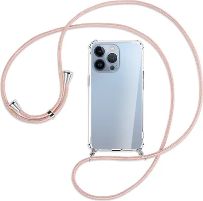 Produktbild von Handykette Backcover-Schutzhülle mit Band (Metall silberfarben) für Apple iPhone 13 Pro - roségold