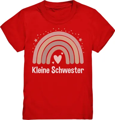 Produktbild von Kleine Schwester T-Shirt Regenbogen Kleine Schwester Geschenk – Red / 110/116 (5-6)