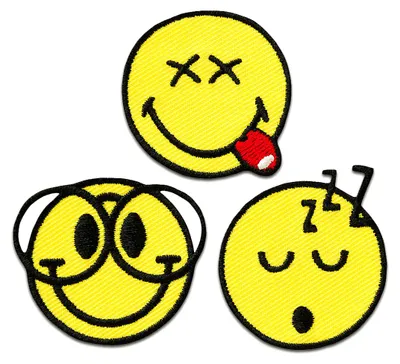 Obrázok produktu pre Set Smiley © 3ks. Nerd - nášivka, nažehľovací obrázok, nažehľovacia nášivka, nášivka, na nažehlenie, veľkosť: Ø 3,5 cm