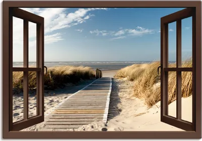 Produktbild von ARTland Leinwandbild Nordseestrand auf Langeoog, braun Größe: 70x50 cm