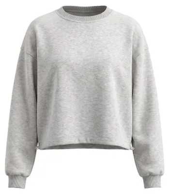 Produktbild von Damen Bluse Grau Größe L, lässig geschnitten, Cropped, Rundhalsausschnitt