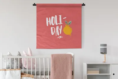 Produktbild von MuchoWow® Wandteppich Wandbehang Rosa - Sommer - Zitrone 90x90 cm Tapisserie Dekoration Wandtuch - Wandaufhänger