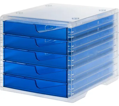 Produktbild von styro Schubladenbox swingbox light blau DIN C4 mit 5 Schubladen 275-8430
