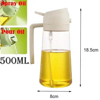 Produktbild von 500ml Ölsprühflasche, 2in1 Multifunktional, Ölsprüher Dose Sprühflasche Ölglas Ölsprüher Speiseöl Spray zum Kochen, Grillen, Backen, Heißluft.Farbe:1 Stück - Weiß