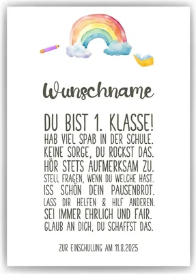 Produktbild von Geschenk zum Schulanfang Personalisiertes Affirmationsposter Einschulung – DIN A4 (21x29.7cm)