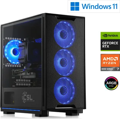 Produktbild von Gaming PC, AMD Ryzen 7 8700F, 4100 MHz, GeForce RTX 5060 Ti, 32 GB DDR5 RAM, 1000 GB M.2 SSD, Windows 11 Home, USB 3.2 | M12100H