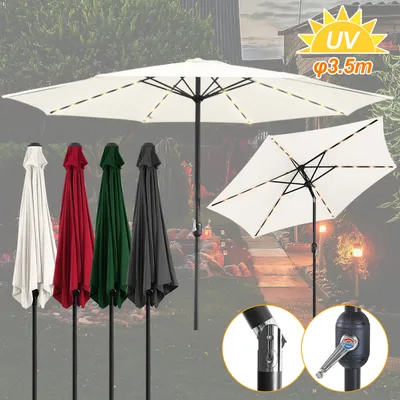 Produktbild von Aopunly Sonnenschirm Ø2.7m inkl. LED Gartenschirm 360° drehbar Terrassenschirm Ampelschirm Marktschirm Strandschirm - mit LED - Beige