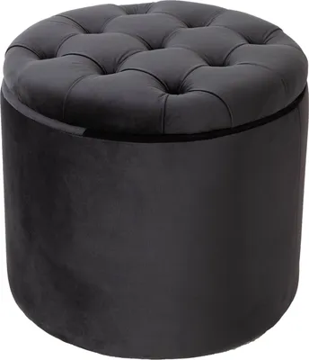 Produktbild von Eleganter Hocker MODERN BAROCK 50cm schwarz Samt Aufbewahrungkorb