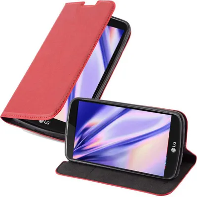 Obrázok produktu pre Cadorabo kryt pre LG K10 2016 ochranný kryt v červenej farbe puzdro na mobilný telefón kryt magnetické zatváranie