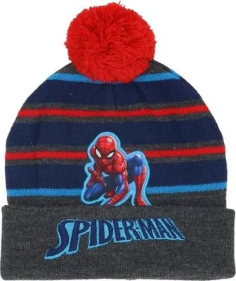 Produktbild von Spiderman Wintermütze für Kinder – Warme Mütze mit Bommel und Stickerei Onesize Rot