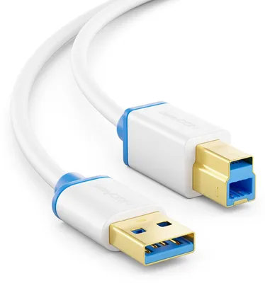 Produktbild von deleyCON 0,5m USB 3.0 Super Speed Kabel USB-A auf USB-B - Weiß