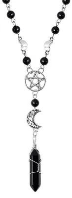 Produktbild von Hanary Schwarze Choker-Halskette mit mehreren Lagen, Glas-Tropfen-Choker, Gothic