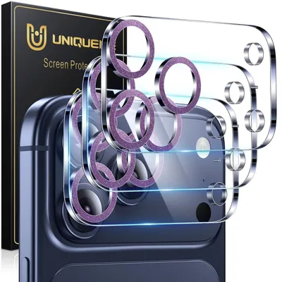 Immagine prodotto di Protezioni per fotocamera per iPhone 17 Pro [3 pezzi], antigraffio, durezza 9H, ultra-trasparenti, colore viola intenso
