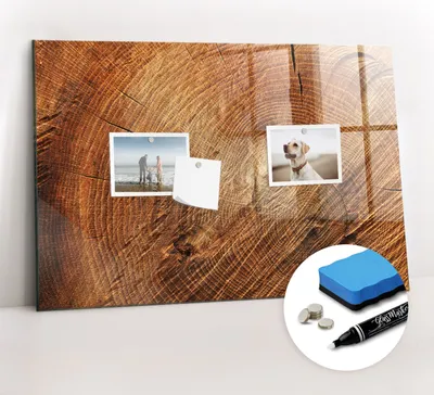 Produktbild von Magnetpinnwand Memoboard - Zubehörsatz - Weißer Marker + Schwamm + Magnete - 60 x 40 cm - Alter Baumstamm