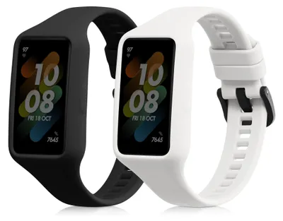 Produktbild von kwmobile 2x Uhrenarmband für Huawei Band 7 / Band 6 / Honor Band 6 Armband - Fitnesstracker Band Set aus TPU Silikon - Ersatzarmband Smartwatch -