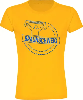 Produktbild von multifanshop Damen T-Shirt - Braunschweig - Meine Fankurve, gelb, Größe M