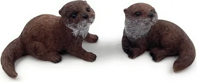 Produktbild von Onwomania Polyresin Figur Otter zweifach Wassermarder Marder Raubtier Tier Dekofigur aus Polyresin Braun 5,5 cm