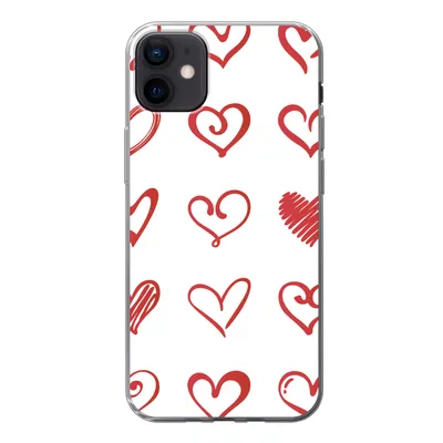 Produktbild von MuchoWow® Handyhülle Schutzhülle Hülle für iPhone 12 mini Eine Illustration mit Herzen in verschiedenen Formen Silikon Softcase Handy Hülle - Bild